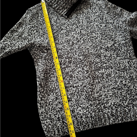 Chaps Knit Sweater Women Size PL Petite L Asymmetrical Neck Black/white - Picture 2 of 4